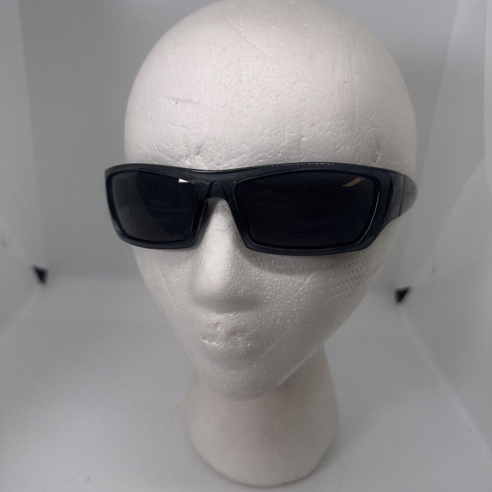 Chapel C137 Wrap Around Sunglasses Clear Blue Frame Sport Rectangle Shades Y2K